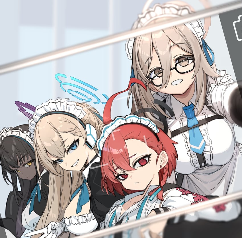 asuna, karin, neru, and akane (blue archive) drawn by ranf