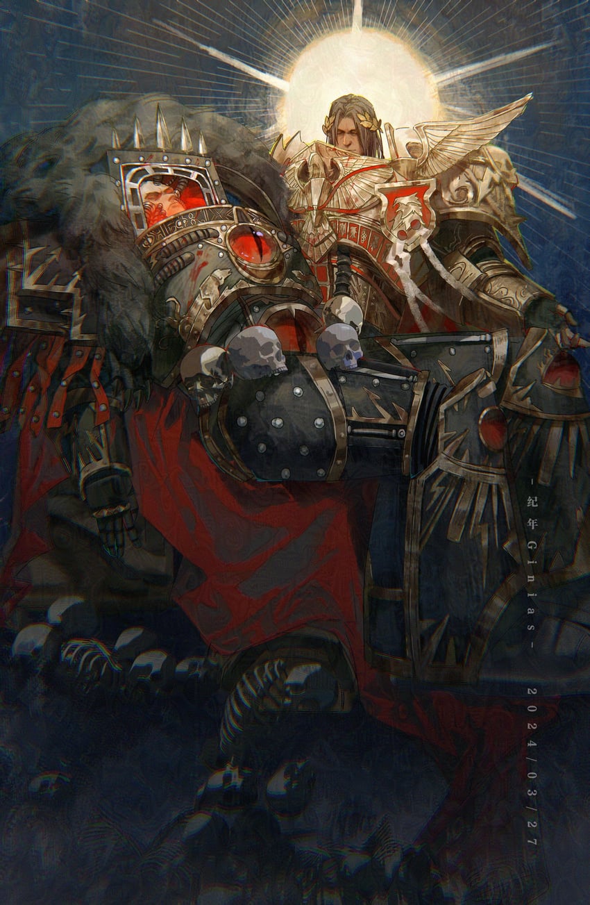 emperor of mankind and horus lupercal (warhammer 40k and 1 more) drawn by ginias
