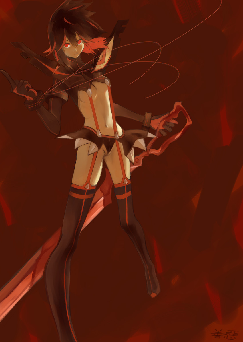 matoi ryuuko and senketsu (kill la kill) drawn by yoshiashi