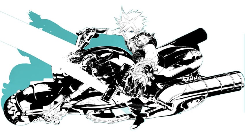 cloud strife (final fantasy and 2 more) drawn by cofffee
