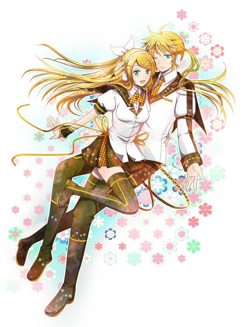 kagamine rin and kagamine len (vocaloid) drawn by zashiki_usagi