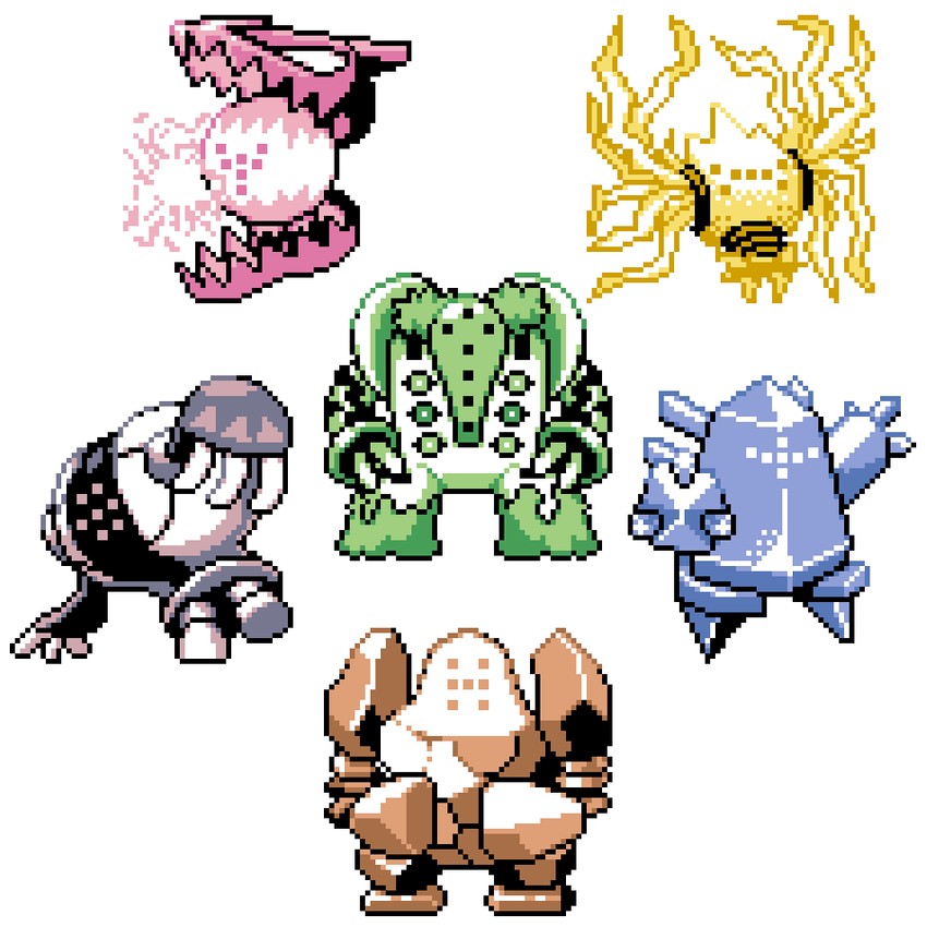 regice, regigigas, registeel, regirock, regieleki, and 1 more (pokemon and 1 more) drawn by pat_attackerman