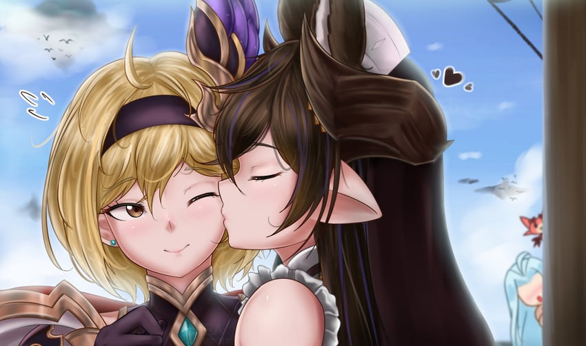 djeeta, lyria, galleon, and vyrn (granblue fantasy) drawn by mea_(manami030)
