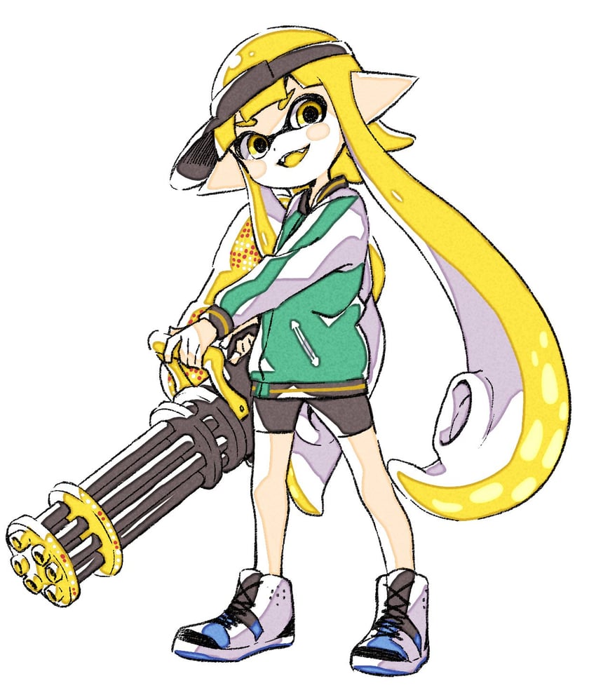 inkling player character and inkling girl (splatoon) drawn by sen_squid