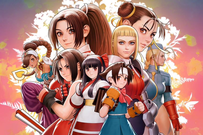 chun-li, cammy white, shiranui mai, nakoruru, kazama akira, and 3 more (street fighter and 9 more) drawn by mori_toshiaki