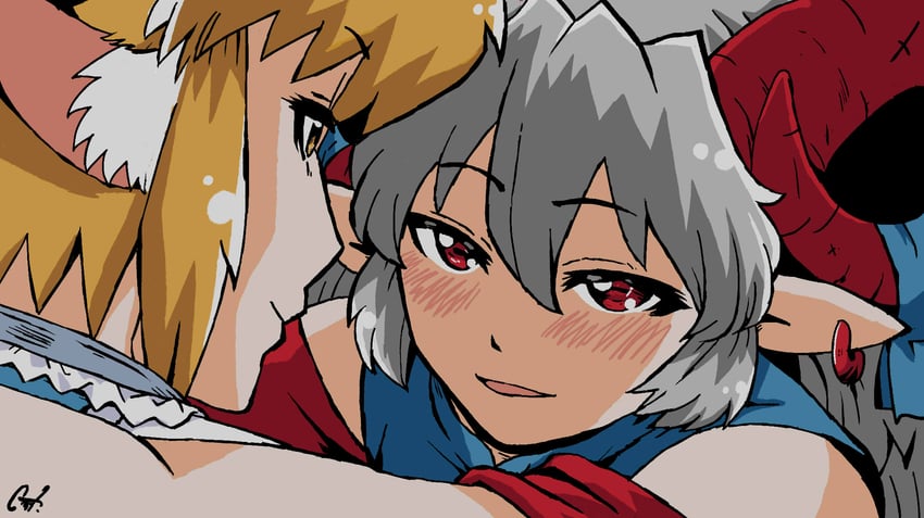 yakumo ran and toutetsu yuuma (touhou and 1 more) drawn by azuki_osamitsu
