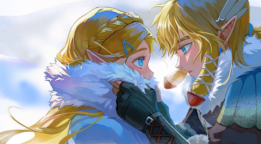 link and princess zelda (the legend of zelda and 1 more) drawn by beautiful_comet