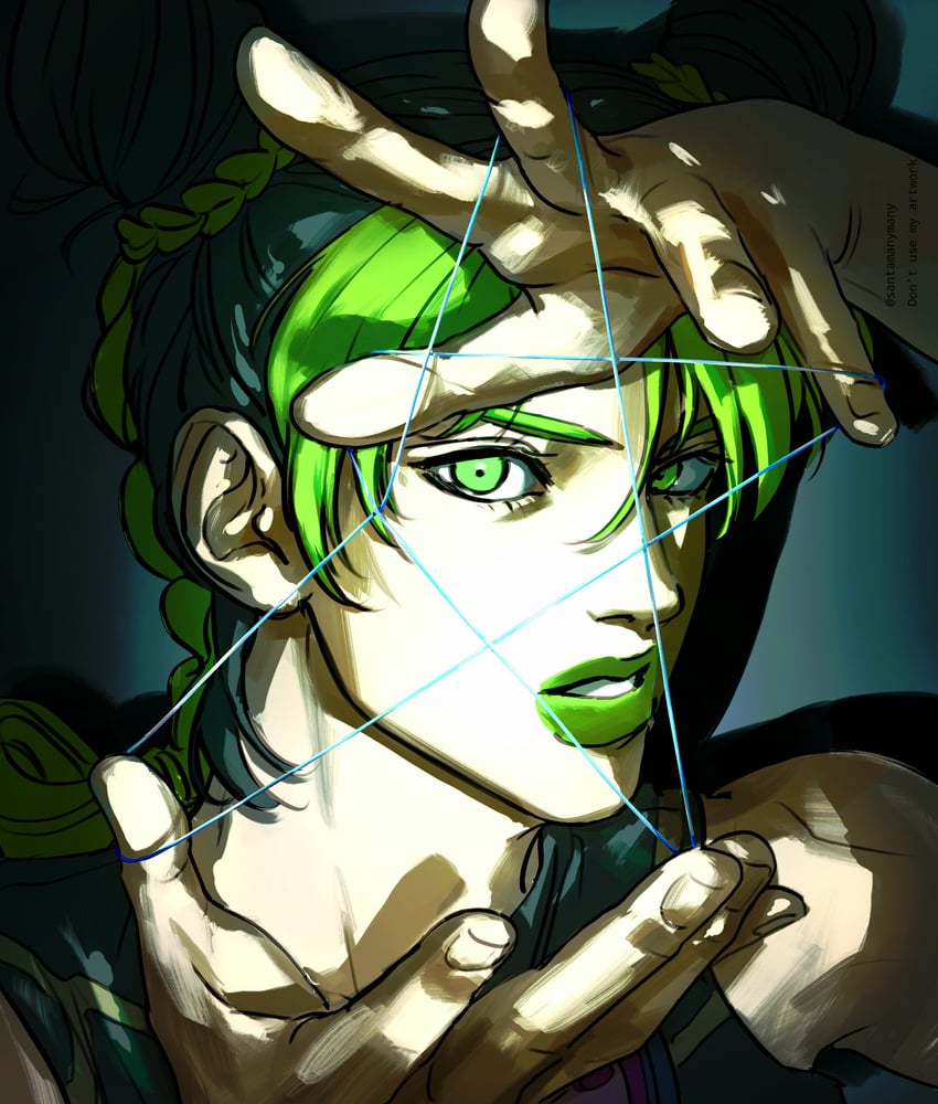 kujo jolyne (jojo no kimyou na bouken and 1 more) drawn by santamanymany