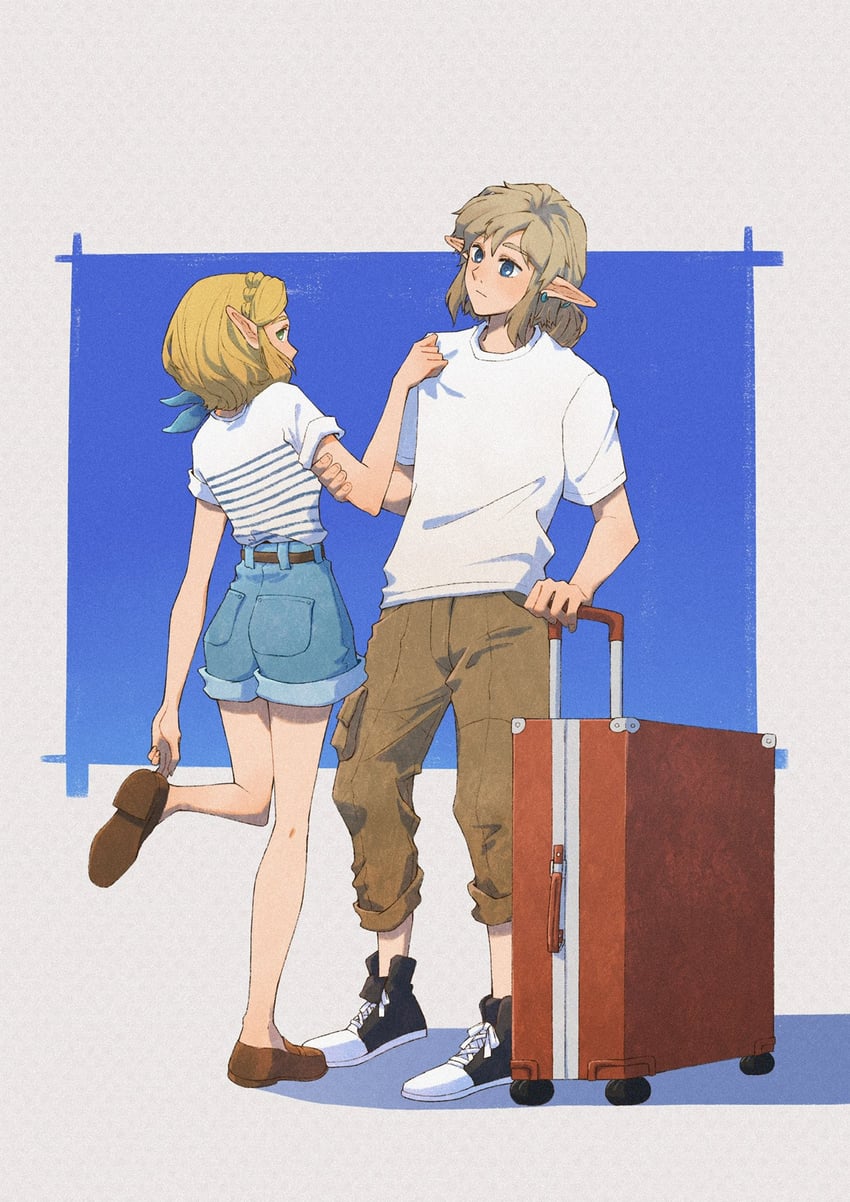 link and princess zelda (the legend of zelda and 1 more) drawn by yangyaozigo