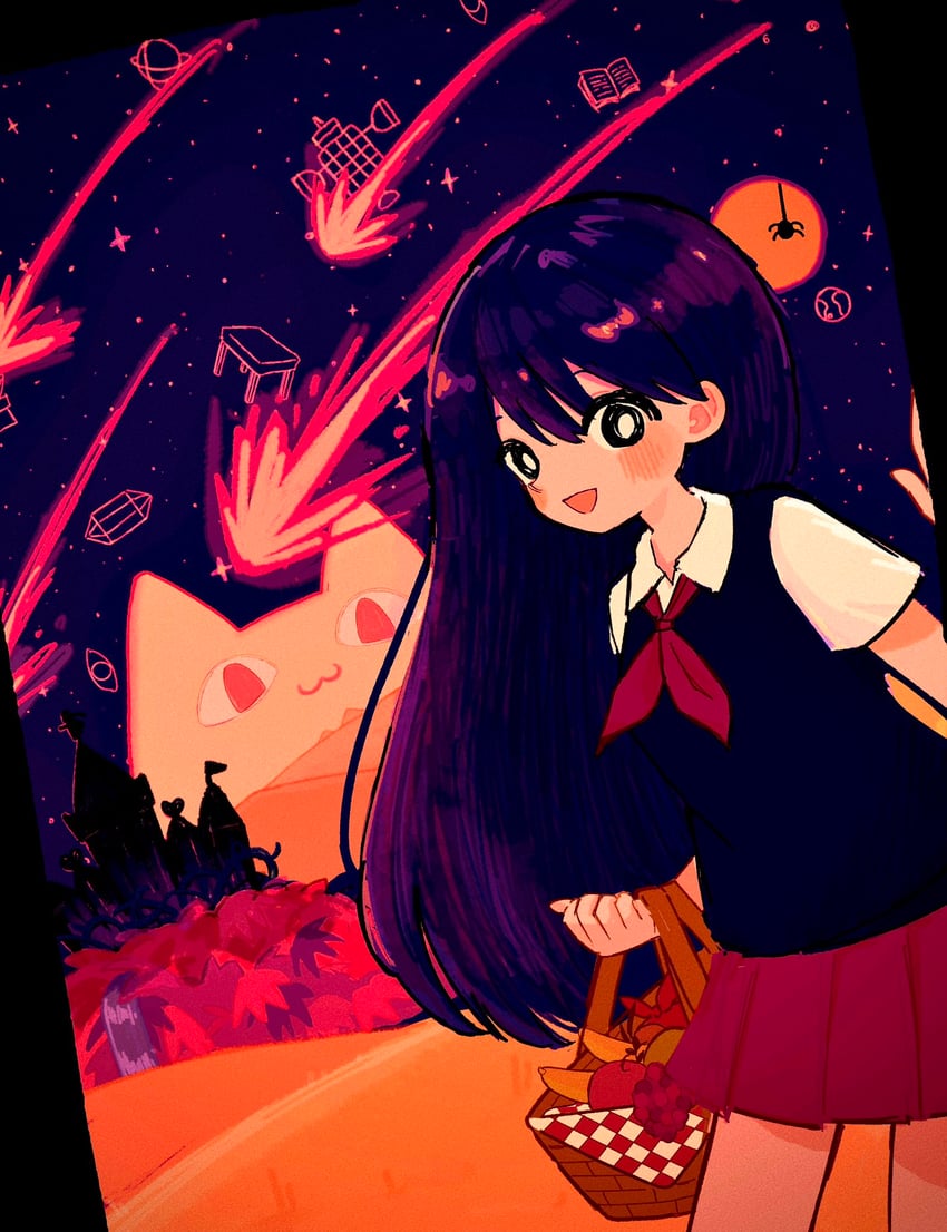 mari and big yellow cat (omori) drawn by ninini_(happy_goody115)