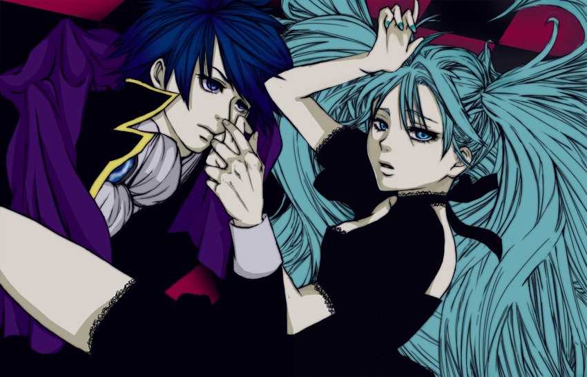 hatsune miku and kaito (vocaloid and 1 more) drawn by jukka
