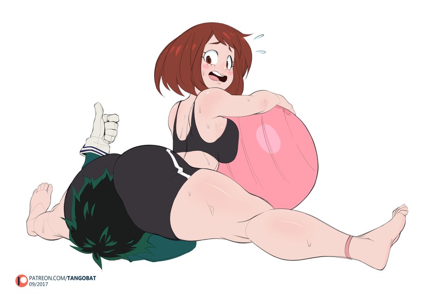 midoriya izuku and uraraka ochaco (boku no hero academia) drawn by tangobat