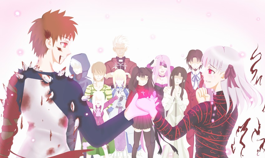 artoria pendragon, saber, tohsaka rin, illyasviel von einzbern, emiya shirou, and 8 more (fate and 3 more) drawn by rurikakesu