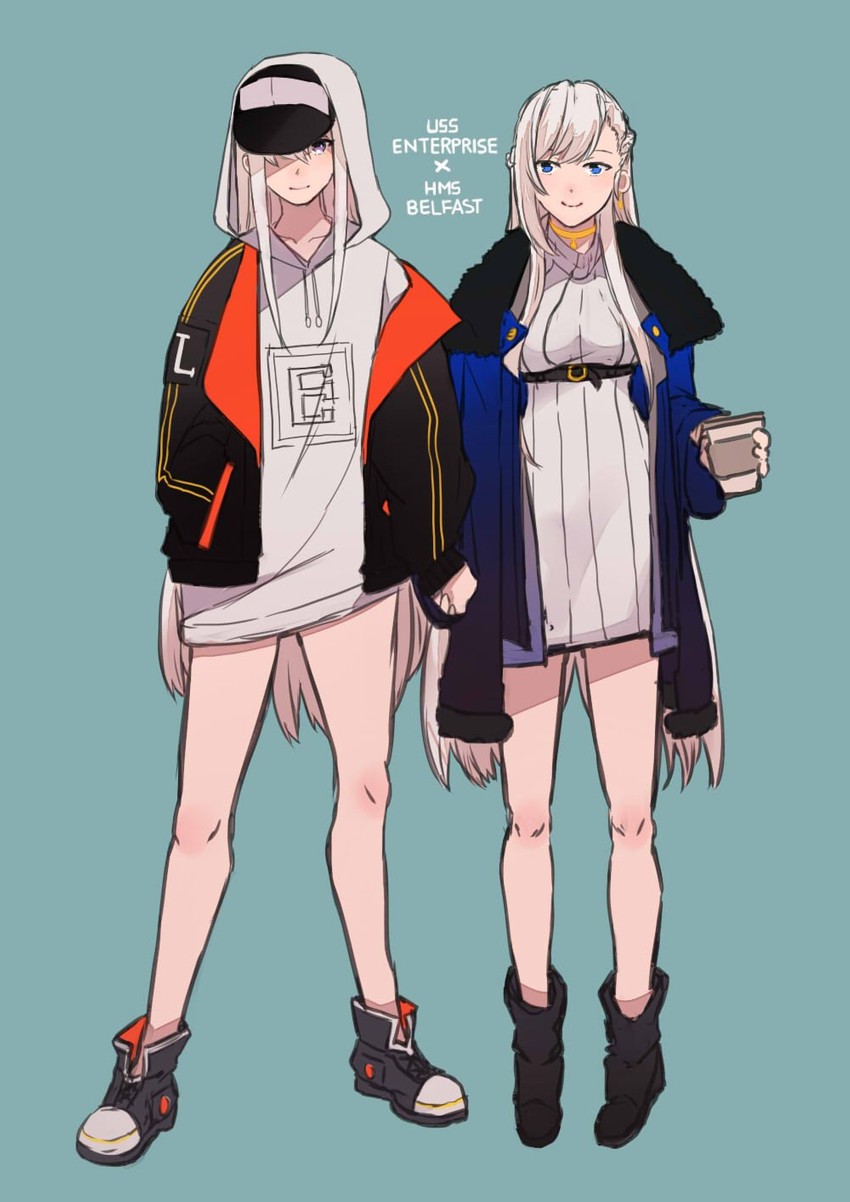 belfast and enterprise (azur lane) drawn by hinagi_(fox_priest)