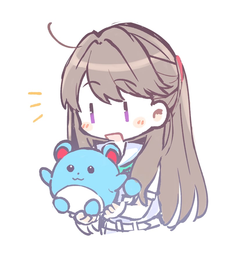 fujishima megumi and marill (pokemon and 2 more) drawn by bluesky021