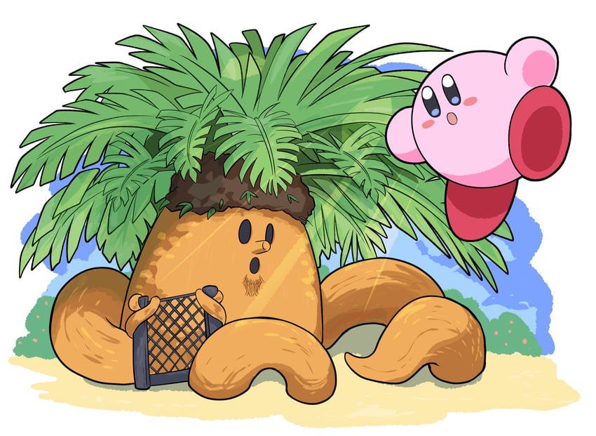 kirby and tropic woods (kirby and 1 more) drawn by poyo_party