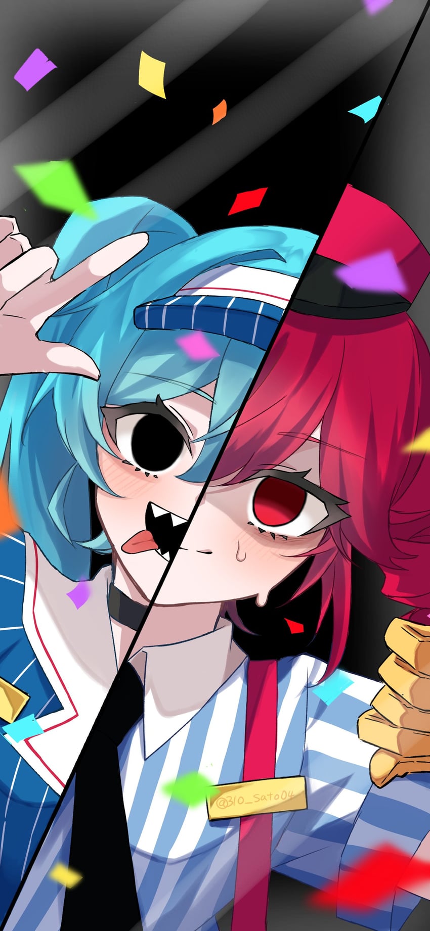 hatsune miku and kasane teto (vocaloid and 2 more) drawn by 310_(satou)