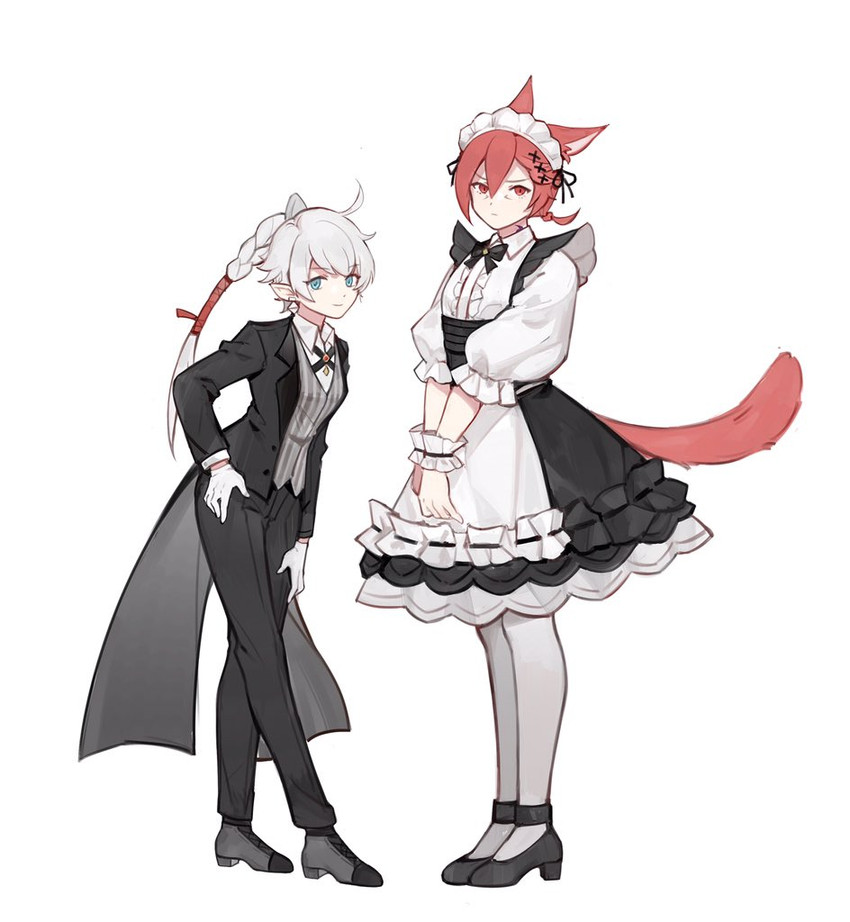 g'raha tia and alisaie leveilleur (final fantasy and 1 more) drawn by chaffxiv