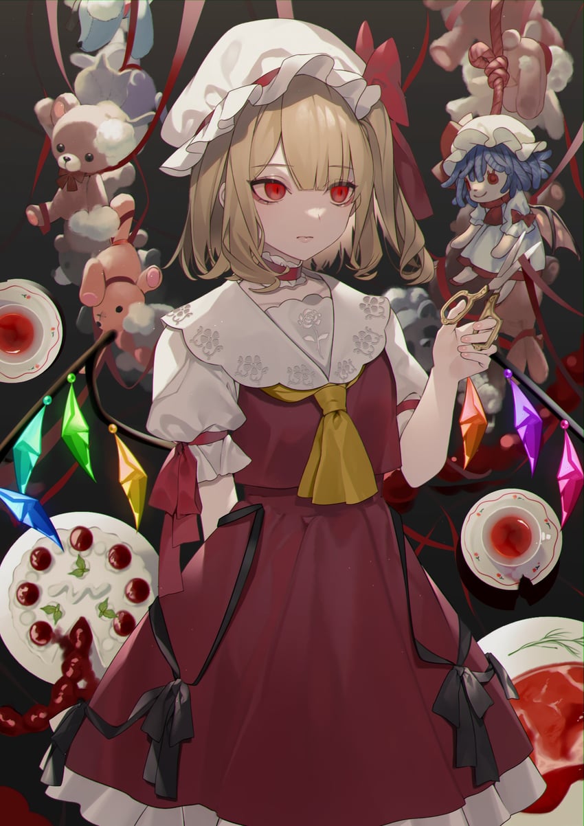 remilia scarlet and flandre scarlet (touhou) drawn by daimaou_ruaeru