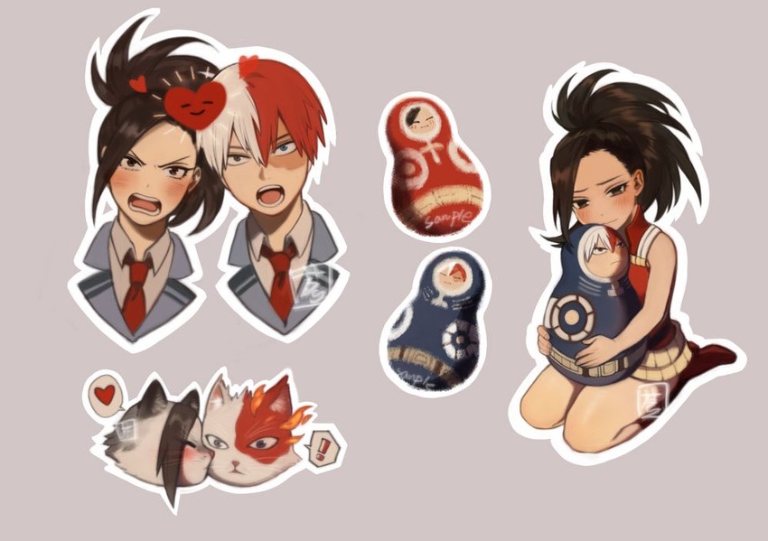 todoroki shoto and yaoyorozu momo (boku no hero academia) drawn by gwillarmy