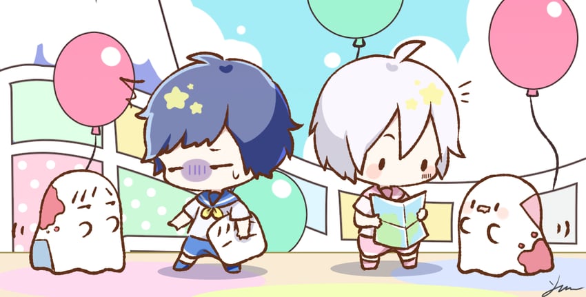 mafumafu, soraru, and mafuteru (indie utaite and 1 more) drawn by yun_(sawa-i)