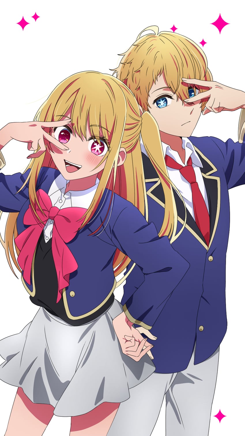 hoshino ruby and hoshino aquamarine (oshi no ko) drawn by namagaki-san