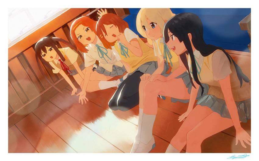 akiyama mio, nakano azusa, hirasawa yui, tainaka ritsu, and kotobuki tsumugi (k-on!) drawn by ryusei_hashida