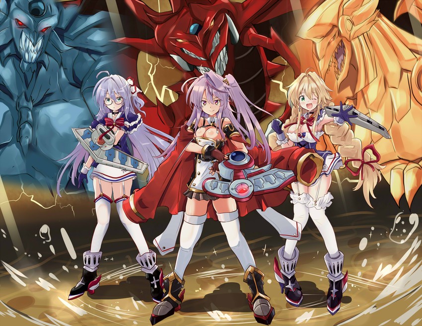 le temeraire, grenville, osiris the sky dragon, the winged dragon of ra, obelisk the tormentor, and 1 more (azur lane and 1 more) drawn by tonchinkan
