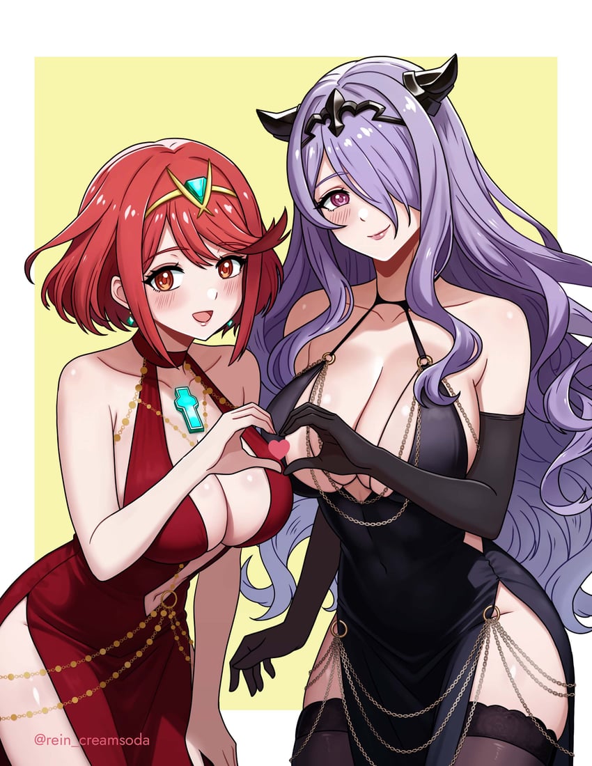 pyra and camilla (fire emblem and 4 more) drawn by rein_creamsoda