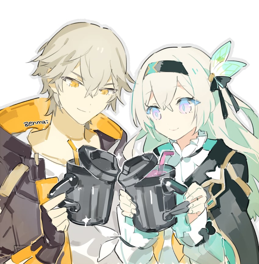 trailblazer, firefly, and caelus (honkai and 1 more) drawn by cyenmi3