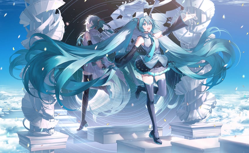 hatsune miku (vocaloid and 1 more) drawn by hamuna_(hamuna_86)