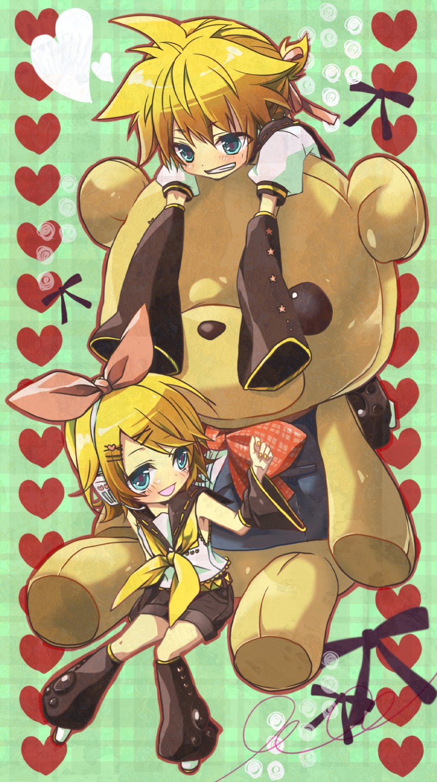 kagamine rin and kagamine len (vocaloid) drawn by teito_(0w0kuma)