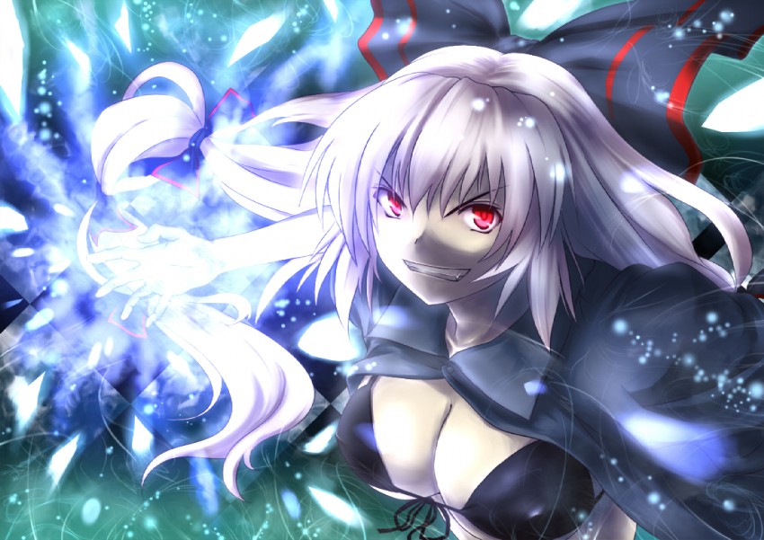 fujiwara no mokou and black rock shooter (touhou and 1 more) drawn by chaigidhiell