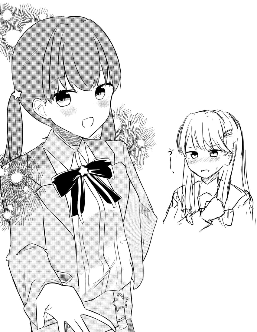 hinoshita kaho and fujishima megumi (love live! and 1 more) drawn by hisho_(rythm_hisho)