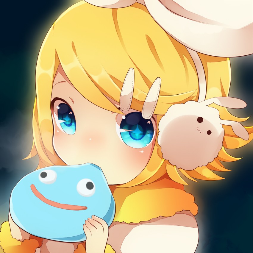 kagamine rin and slime (vocaloid and 1 more) drawn by achiki