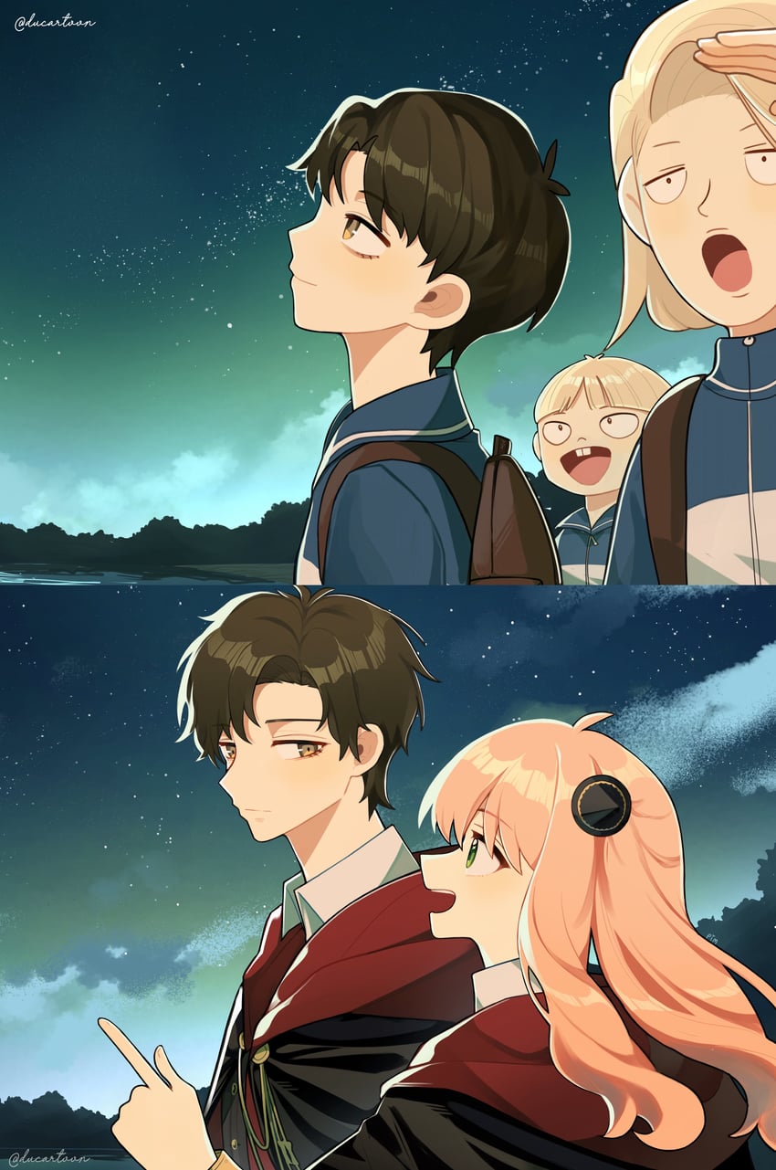 anya, damian desmond, ewen egeburg, and emile elman (spy x family) drawn by ducartoon