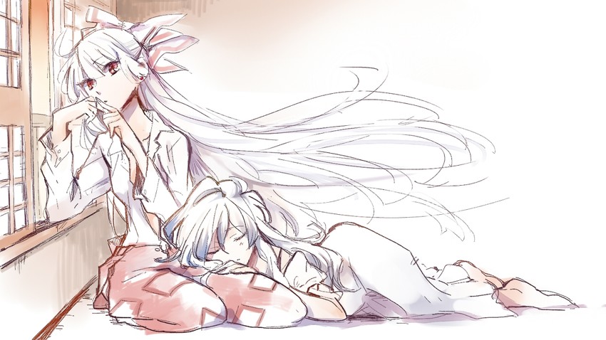 fujiwara no mokou and kamishirasawa keine (touhou) drawn by shinoasa