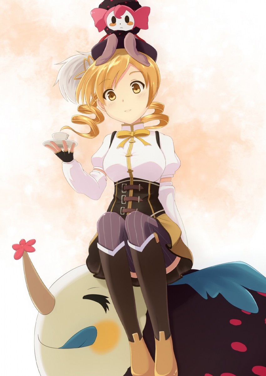 tomoe mami and charlotte (mahou shoujo madoka magica) drawn by momo_no_kanzume