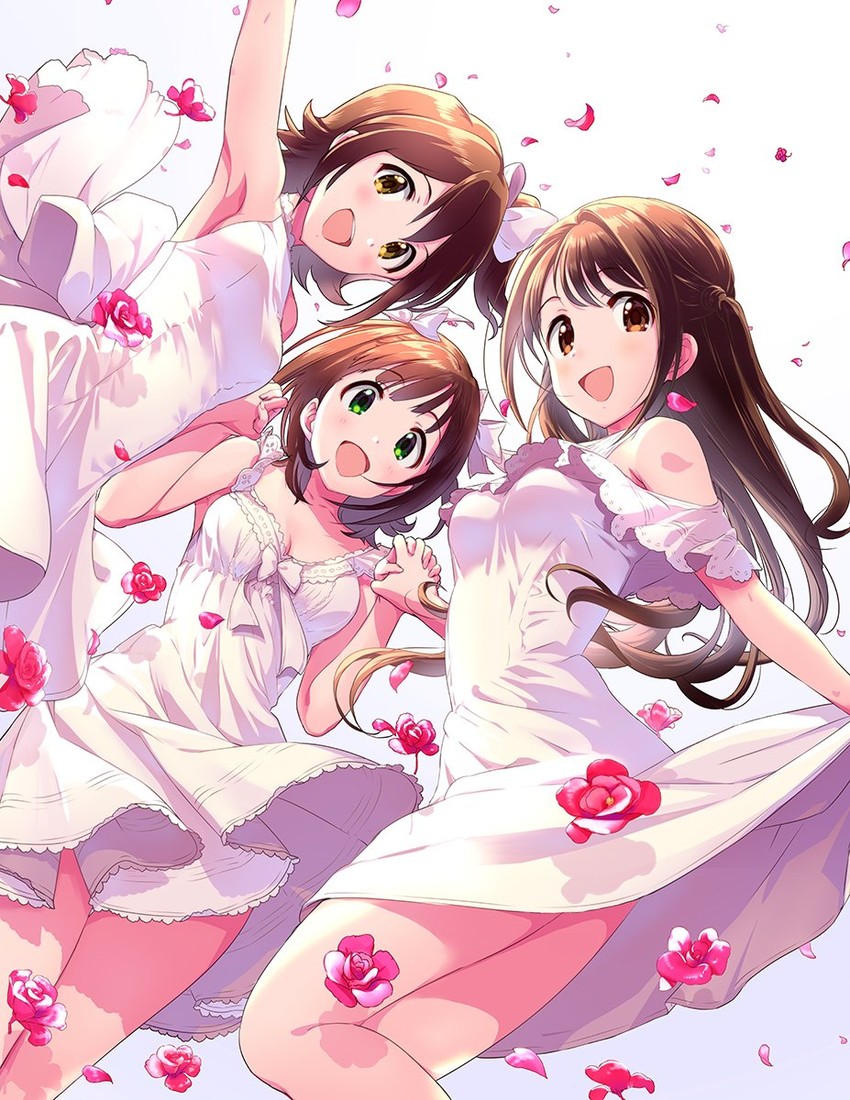 amami haruka, shimamura uzuki, and kasuga mirai (idolmaster and 2 more) drawn by annindoufu_(oicon)