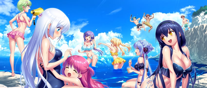 naruse shiroha, kushima kamome, sorakado ao, tsumugi wenders, katou umi, and 5 more (summer pockets) drawn by zen_(kamuro)