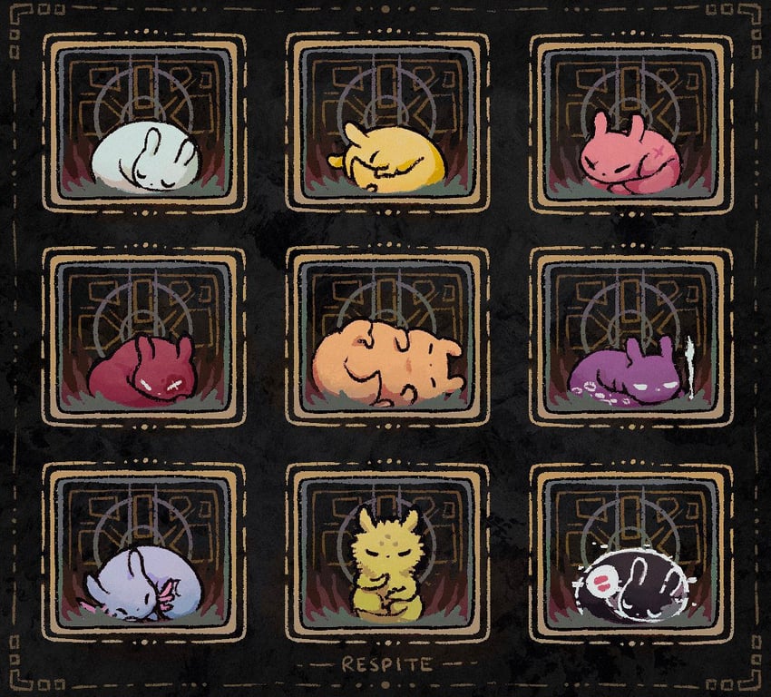 survivor, spearmaster, rivulet, artificer, hunter, and 4 more (rain world) drawn by alleesaur