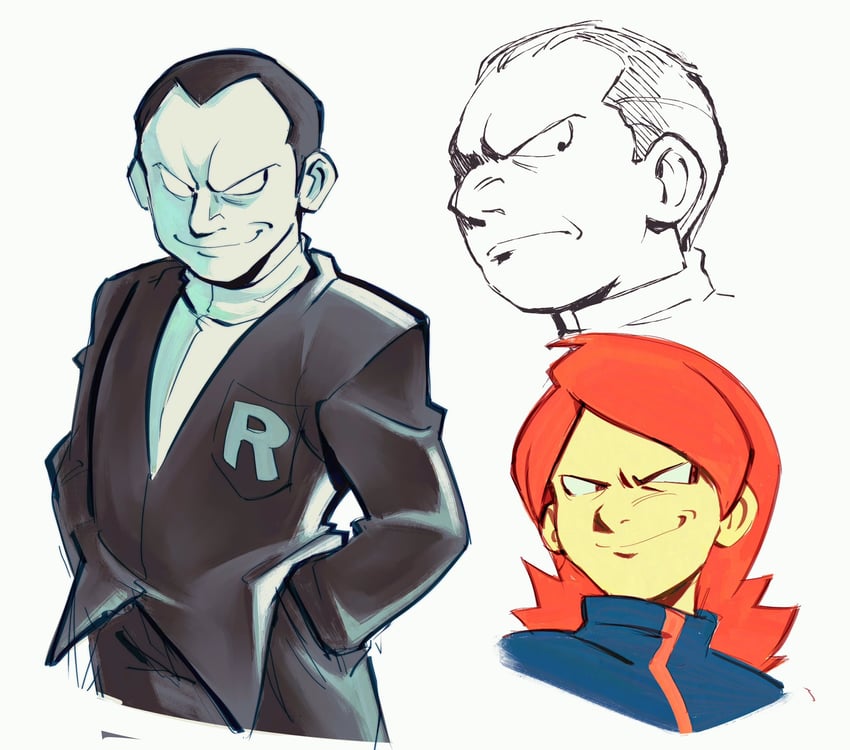 silver and giovanni (pokemon and 2 more) drawn by lynn_(daisiloou)