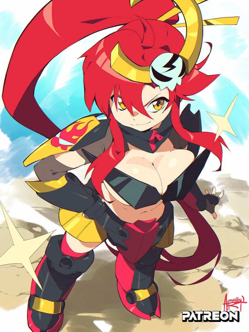 yoko littner and gurren-lagann (tengen toppa gurren lagann) drawn by aetherion