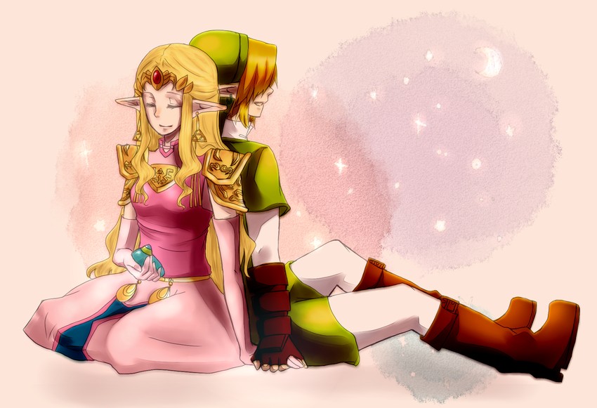 link and princess zelda (the legend of zelda and 1 more) drawn by hijiri29