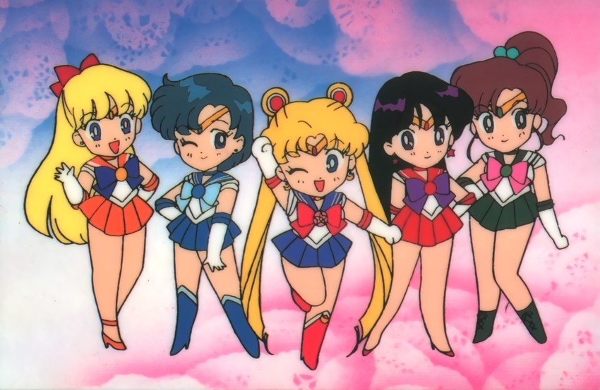 tsukino usagi, sailor moon, mizuno ami, aino minako, hino rei, and 5 more (bishoujo senshi sailor moon and 1 more) drawn by tadano_kazuko