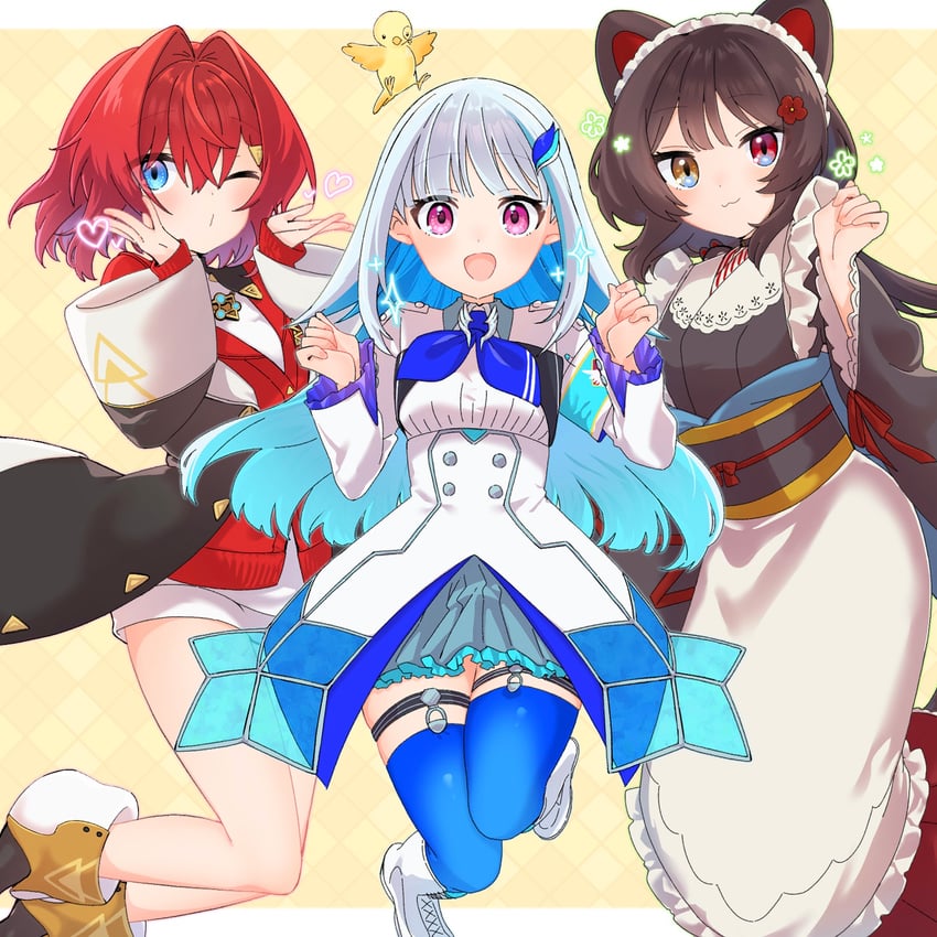 lize helesta, ange katrina, inui toko, and sebastian piyodore (nijisanji) drawn by ayuko_ammobium