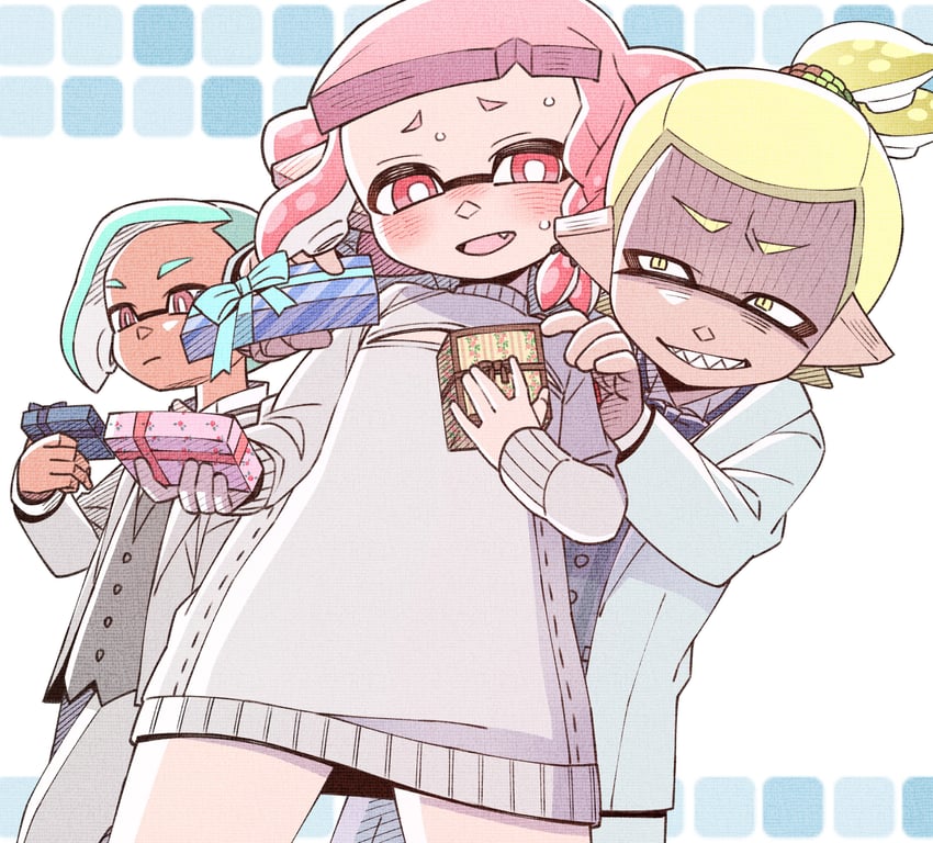 inkling player character, inkling girl, and inkling boy (splatoon) drawn by yoshizawa_miyabi