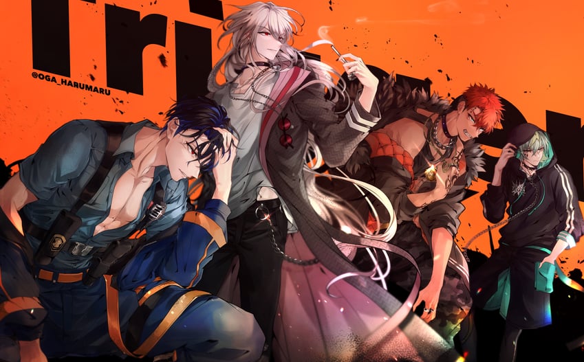 inukai yuto, mikoshiba kenta, kaida shion, and tosa ryoga (paradox live) drawn by sirofuku414