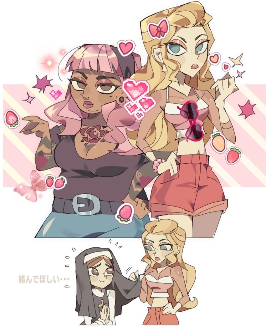 isabel carboni, anastasia sizova, and natalia baez (disventure camp) drawn by dokusuji_(kw9onou58)