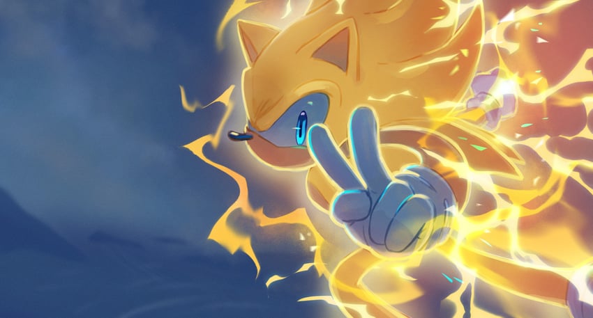 sonic the hedgehog, super sonic, and super sonic 2 (sonic and 2 more) drawn by ochibrochi